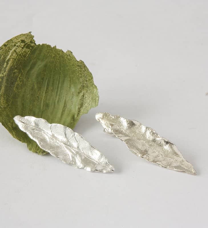 colección nature pendientes hojas plata